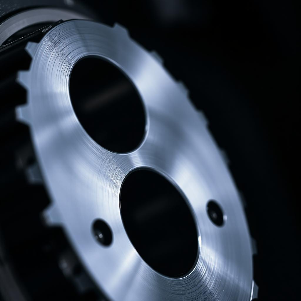 Close-up of a precision machined steel component with fine tool marks